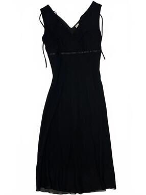 Vintage 4U Design USA Made Black Mesh Overlay Sleeveless Babydoll Midi Dress S